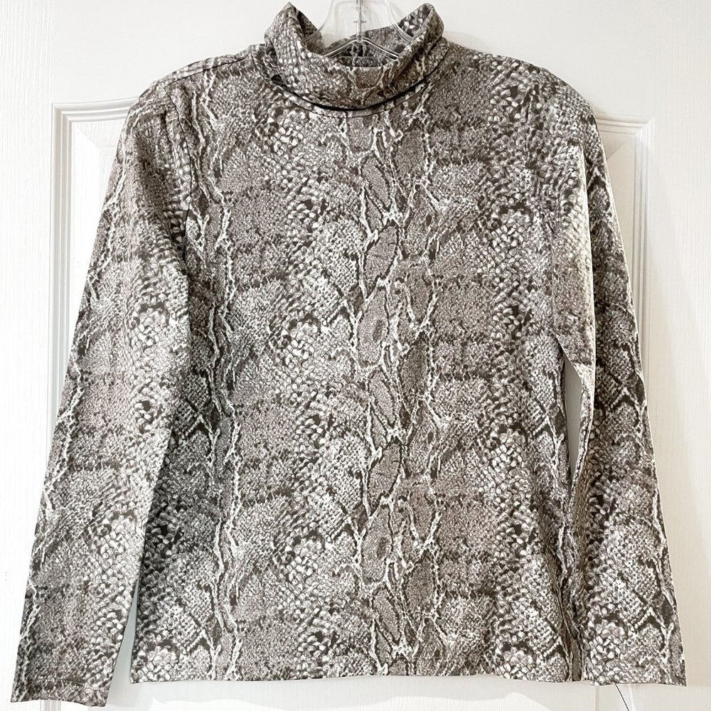 NWT Talbots Gray Snakeskin Print Turtleneck Size XS